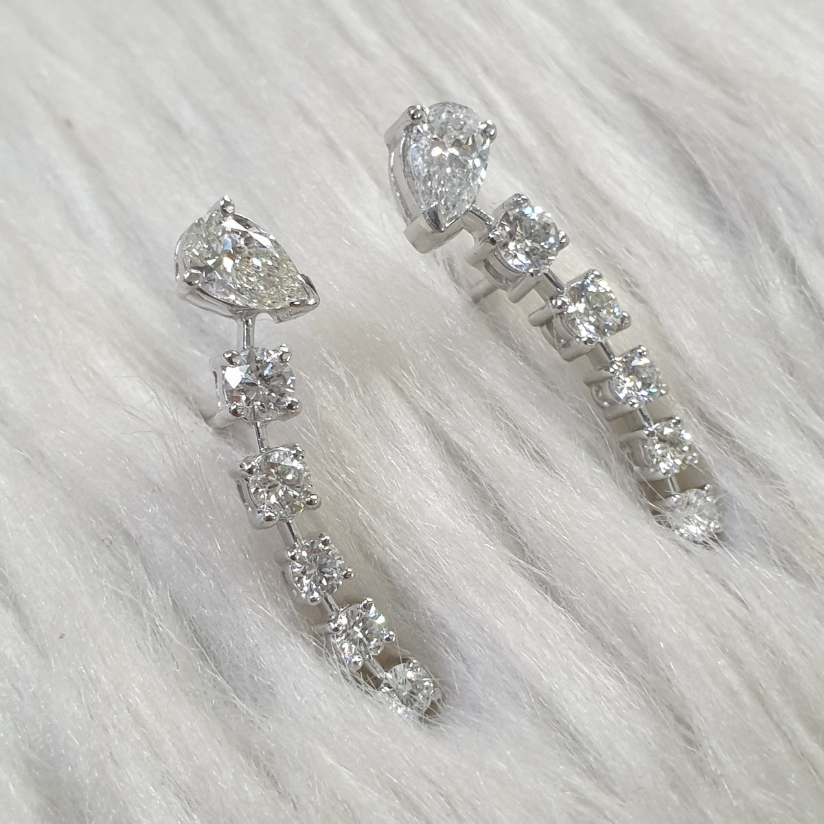 Crawler Pair Earrings - 14K White Gold