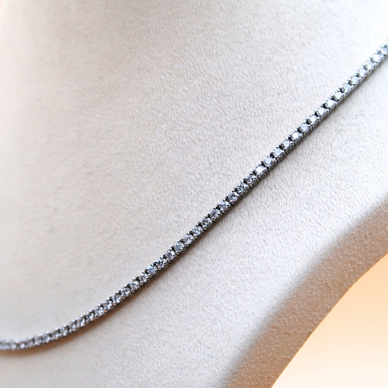 Tennis Necklace – 18K White Gold (SOLD - INQUIRE FOR MADE TO ORDER)