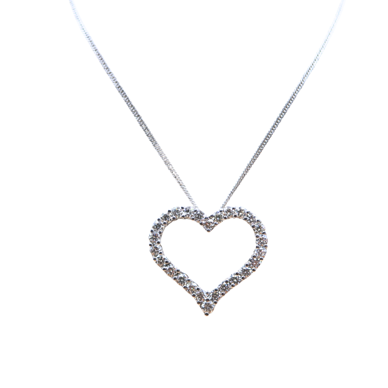 Diamond Heart Necklace – 18K White Gold (SOLD - INQUIRE FOR MADE TO ORDER)