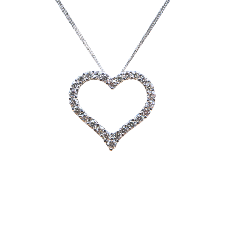 Diamond Heart Necklace – 18K White Gold (SOLD - INQUIRE FOR MADE TO ORDER)