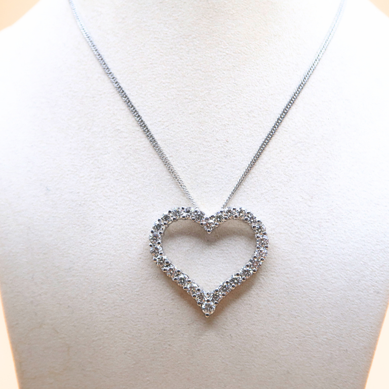Diamond Heart Necklace – 18K White Gold (SOLD - INQUIRE FOR MADE TO ORDER)