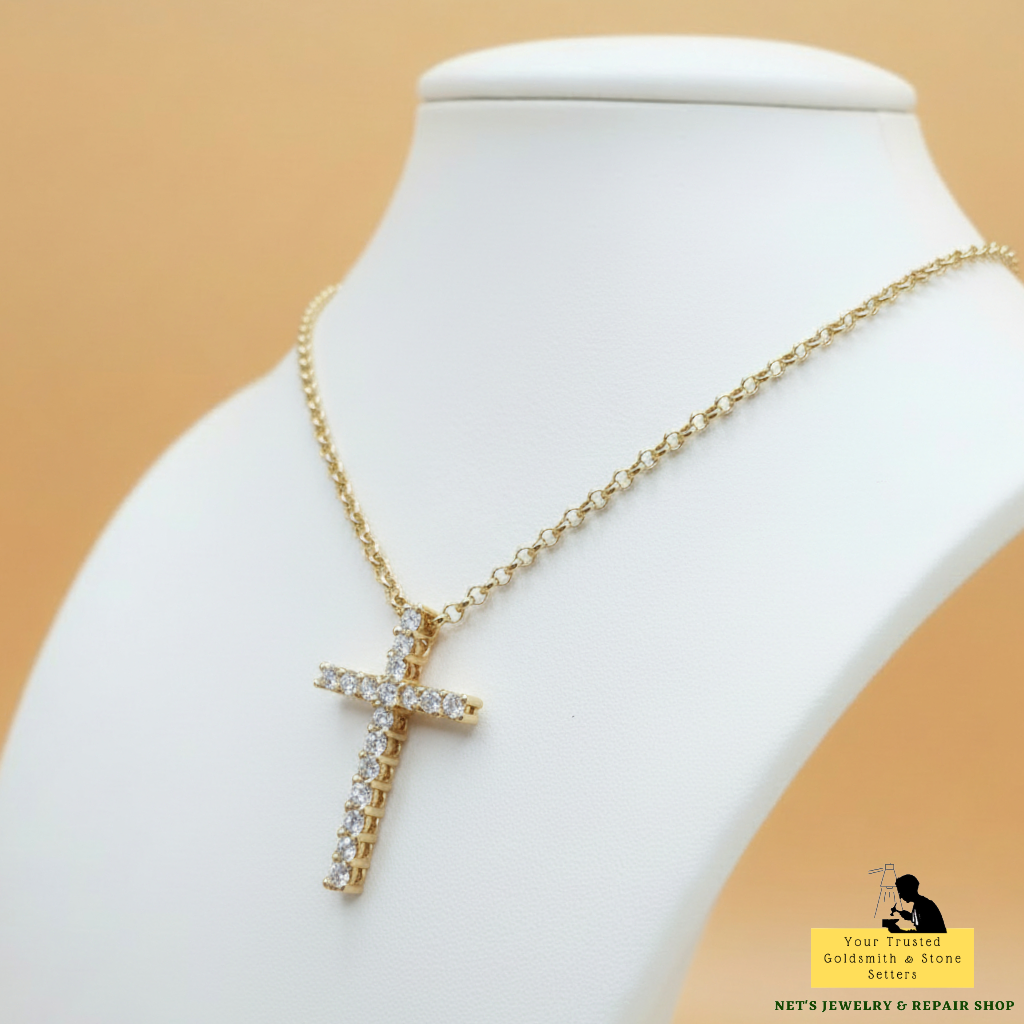 Diamond Cross Pendant Necklace - 18K Yellow Gold (SOLD - INQUIRE FOR MADE TO ORDER)