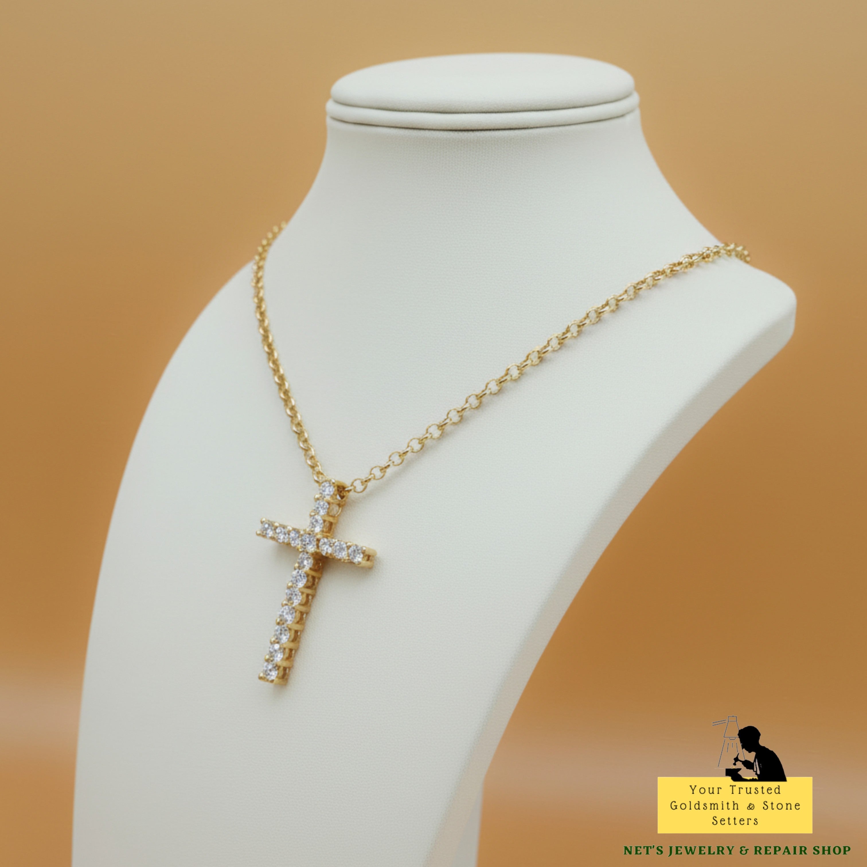 Diamond Cross Pendant Necklace - 18K Yellow Gold (SOLD - INQUIRE FOR MADE TO ORDER)