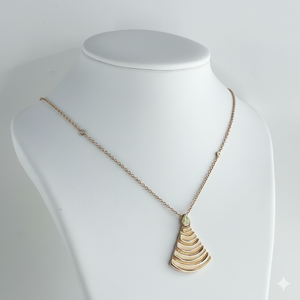 Triangular Drop Necklace – 18K Rose Gold with Diamonds
