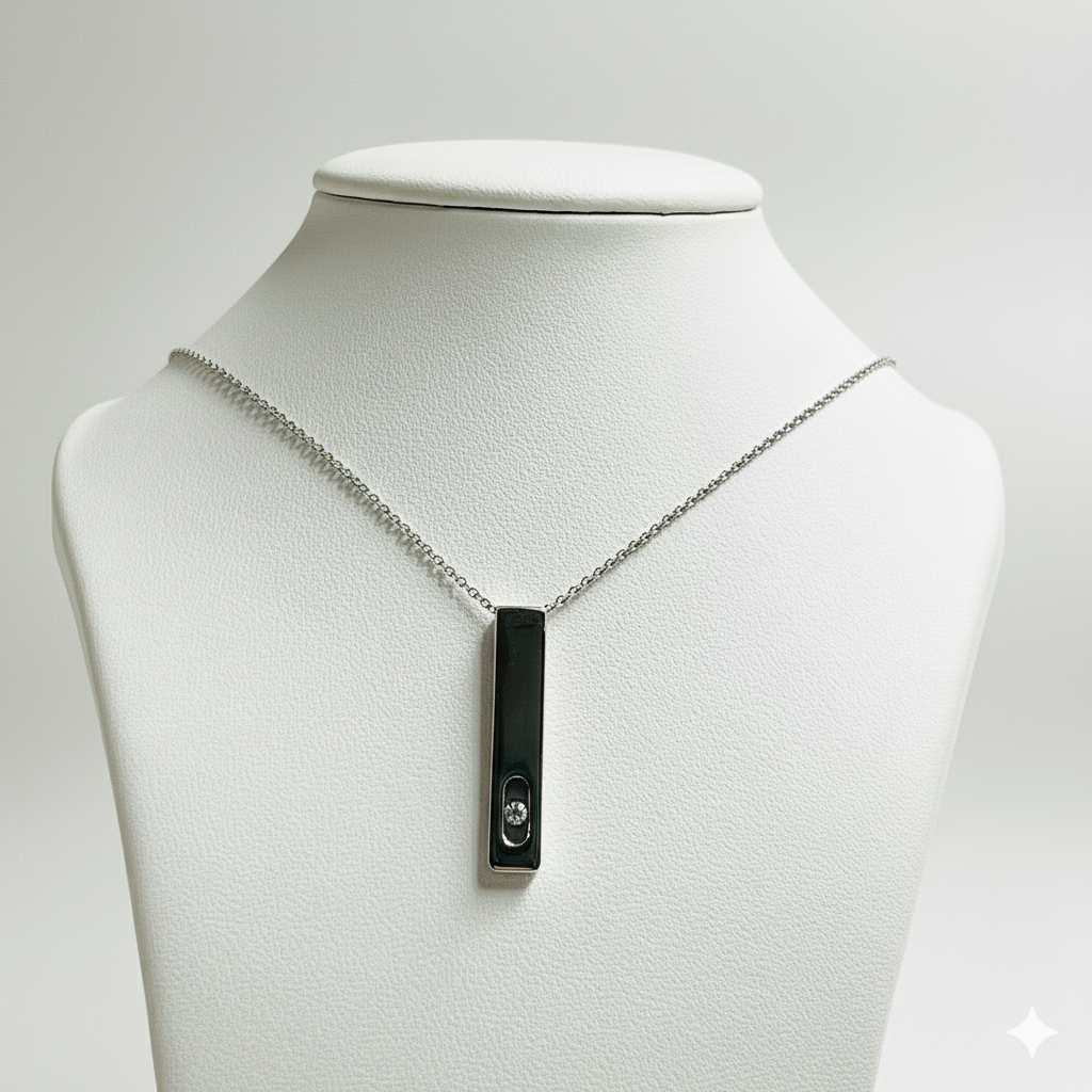 Rectangular Diamond Necklace – 18K White Gold (SOLD - INQUIRE FOR MADE TO ORDER)