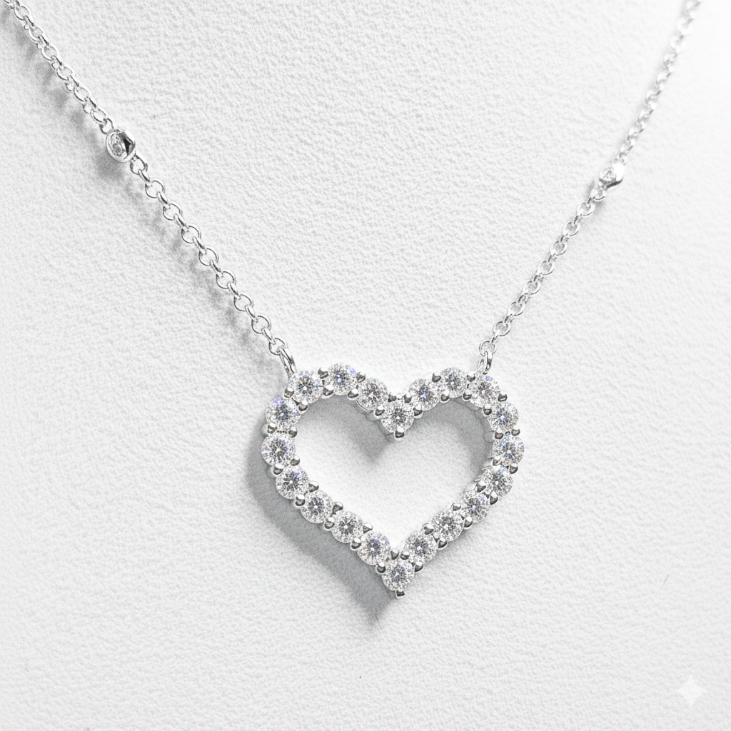 Diamond Heart Necklace – 18K White Gold (SOLD - INQUIRE FOR MADE TO ORDER)