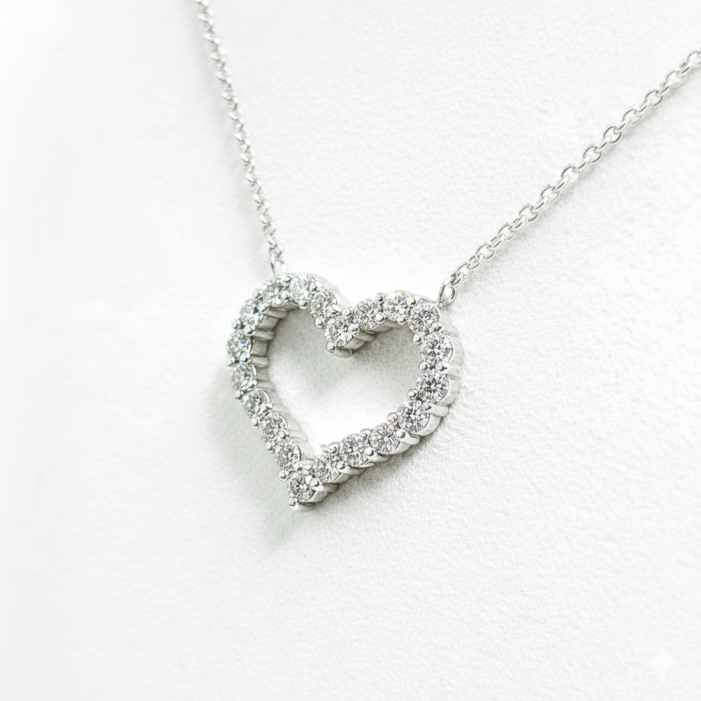 Diamond Heart Necklace – 18K White Gold (SOLD - INQUIRE FOR MADE TO ORDER)
