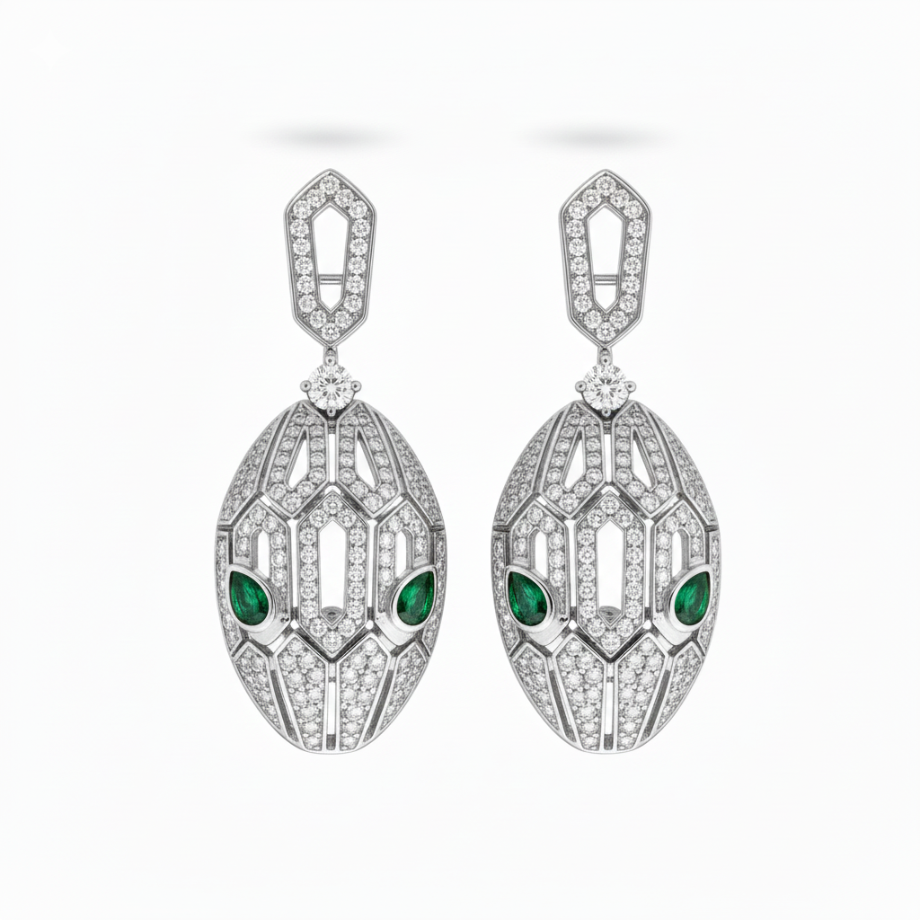 Serpentine Earrings – 18K White Gold