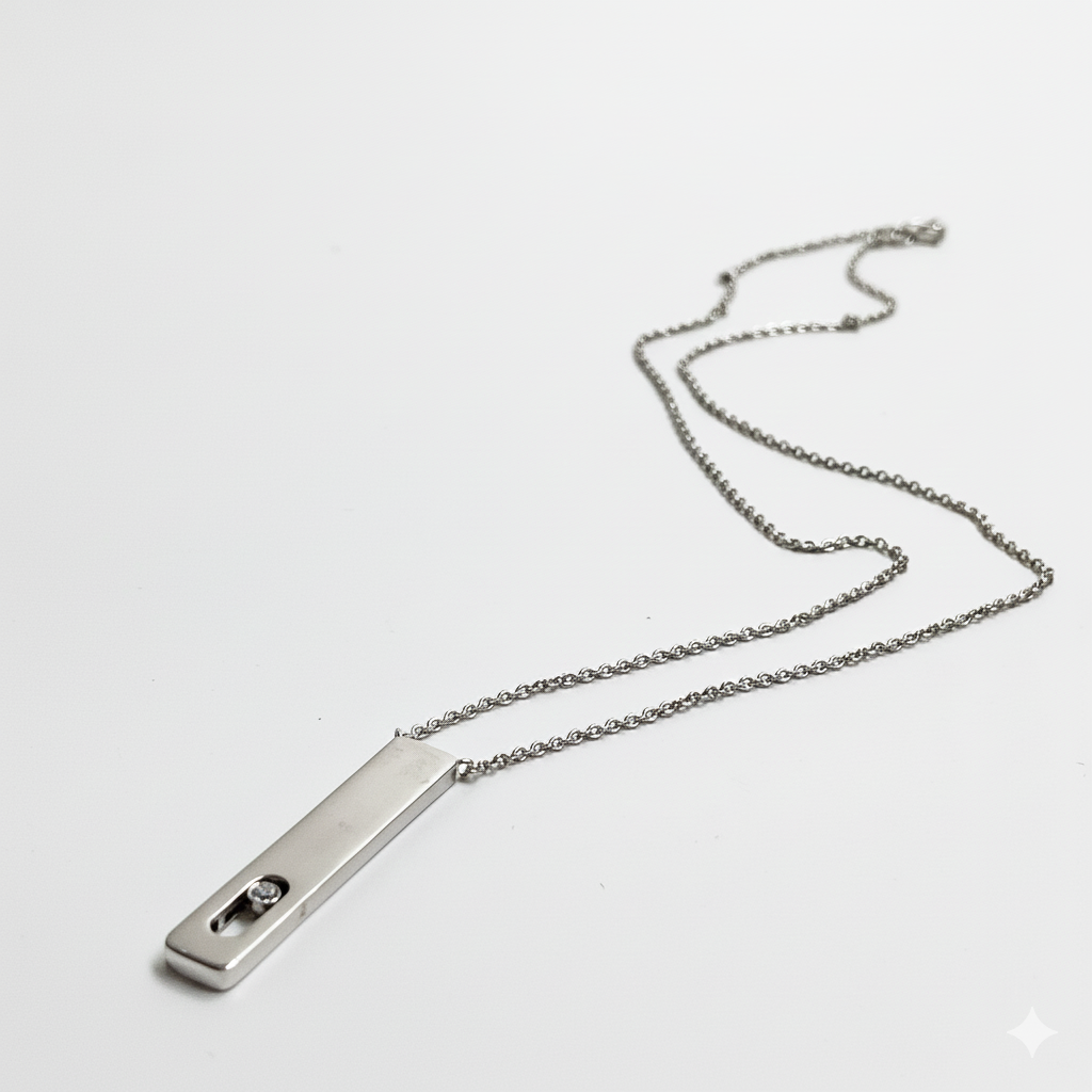 Rectangular Diamond Necklace – 18K White Gold (SOLD - INQUIRE FOR MADE TO ORDER)