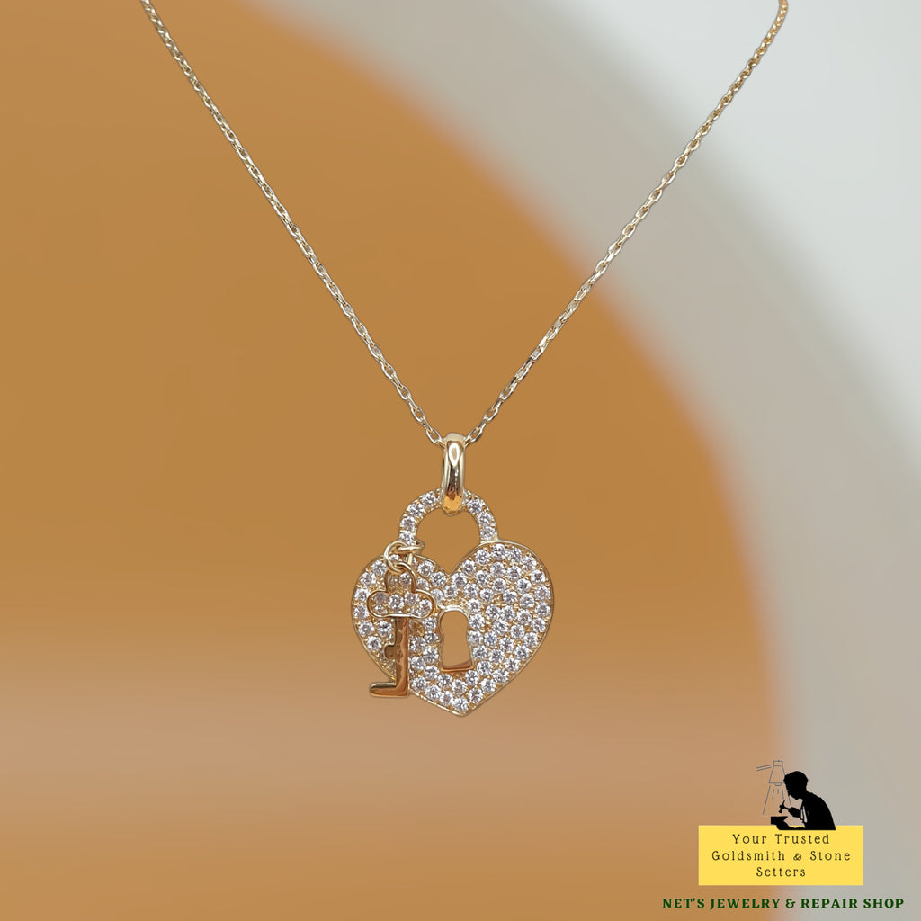 HEART & KEY PENDANT - 14K Yellow Gold