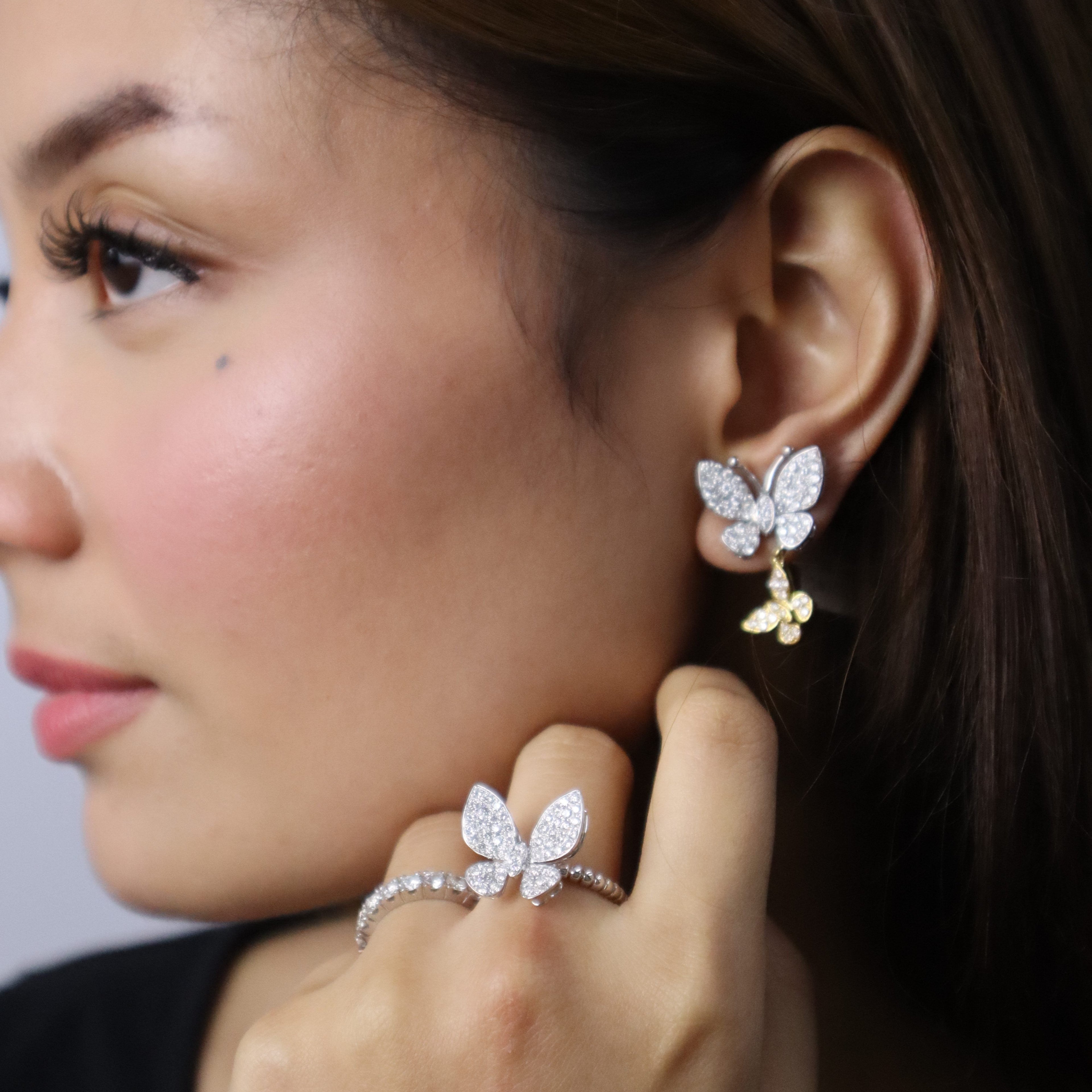 Butterfly Jewelry Set - 14K Yellow/White Gold