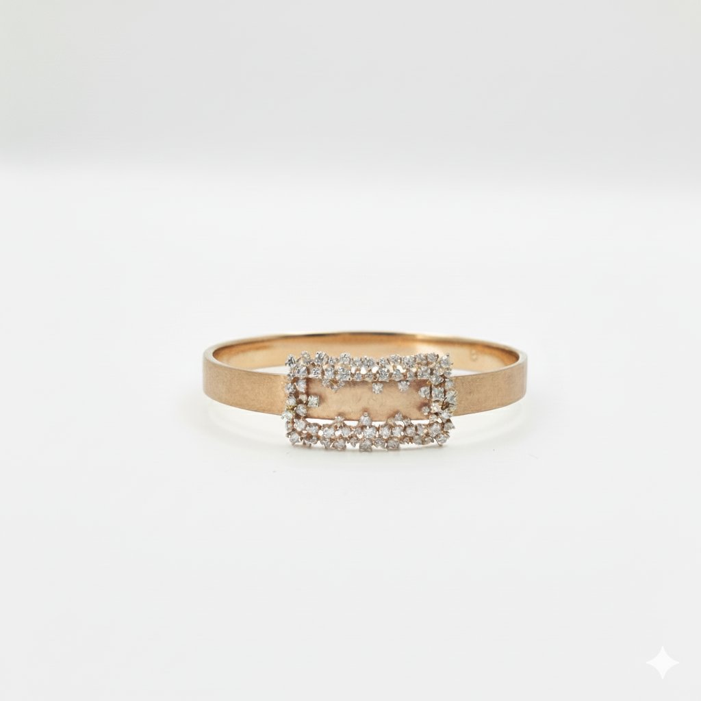 Belt Bangle – 18K Rose Gold with Diamonds