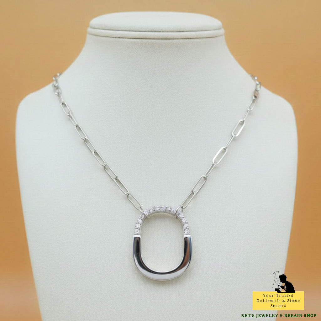 Padlock Necklace – 18K White Gold with Diamonds