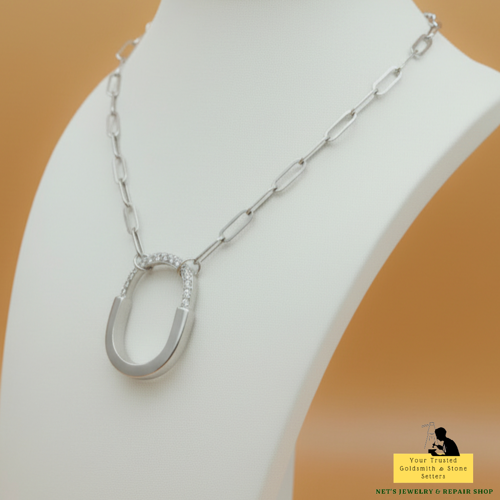 Padlock Necklace – 18K White Gold with Diamonds
