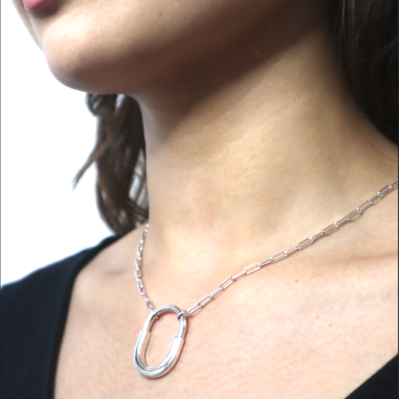 Padlock Necklace – 18K White Gold with Diamonds