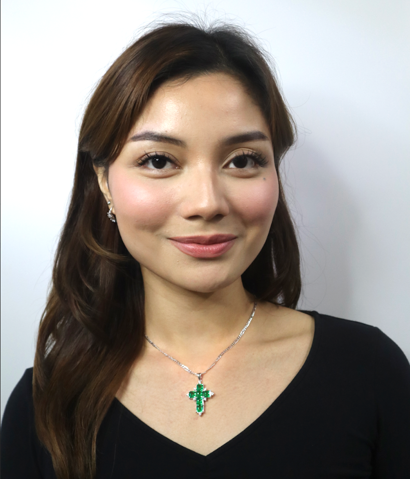 Emerald Cross Pendant – 14K Gold with Diamonds