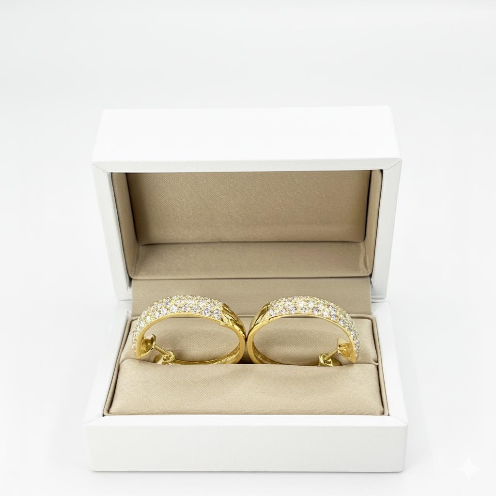 Diamond Creolla Earrings – 14K Yellow Gold (SOLD - INQUIRE FOR MADE TO ORDER)