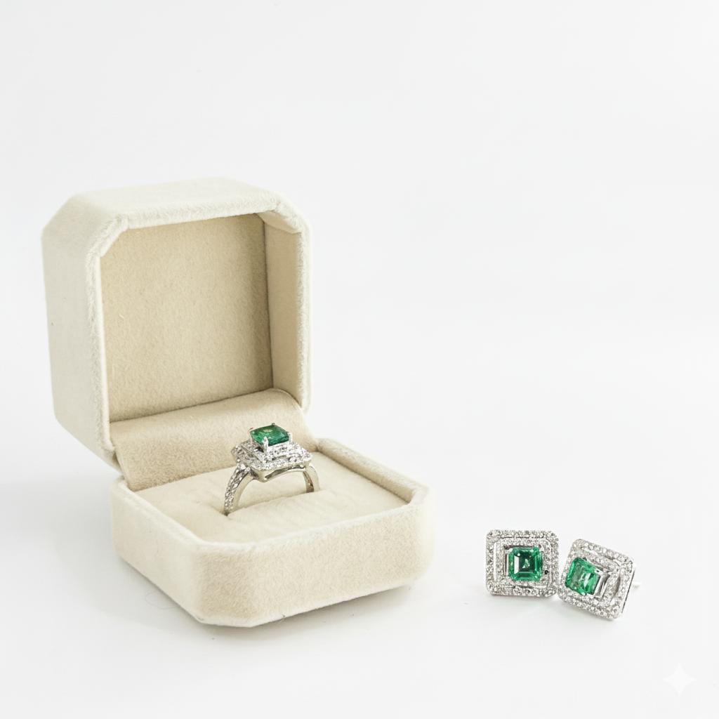 Green Emerald Terno - 14K White Gold (SOLD - INQUIRE FOR MADE TO ORDER)