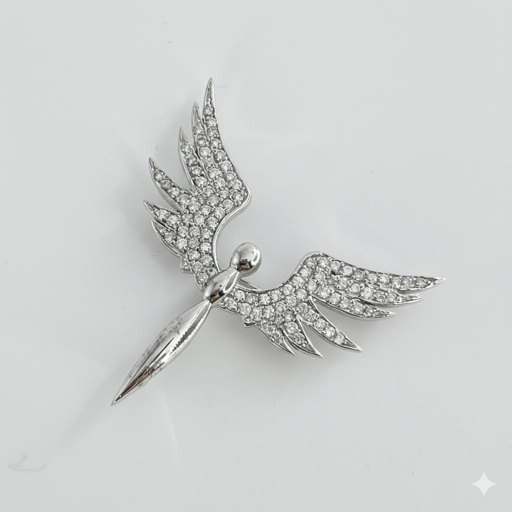Angel Pin/Pendant – 14K White Gold
