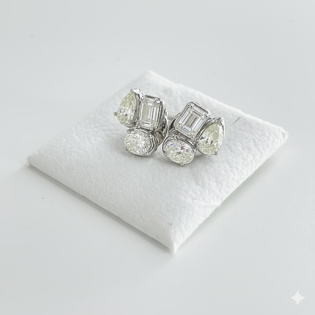 Fancy-cut Terno Set – 14K White Gold (SOLD - AVAILABLE FOR MADE TO ORDER)