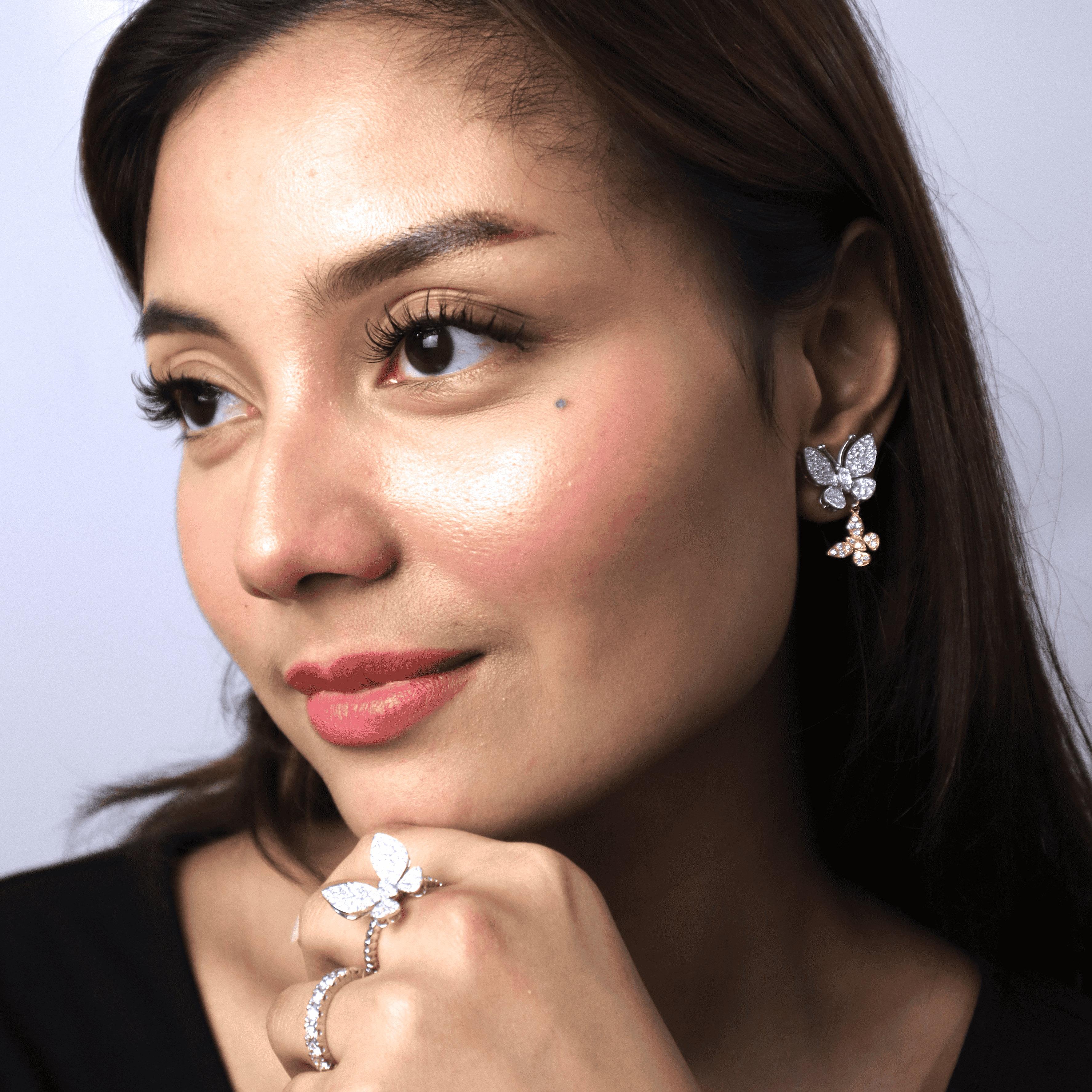 Butterfly Jewelry Set - 14K Yellow/White Gold