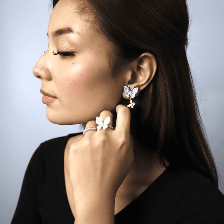 Butterfly Jewelry Set - 14K Yellow/White Gold