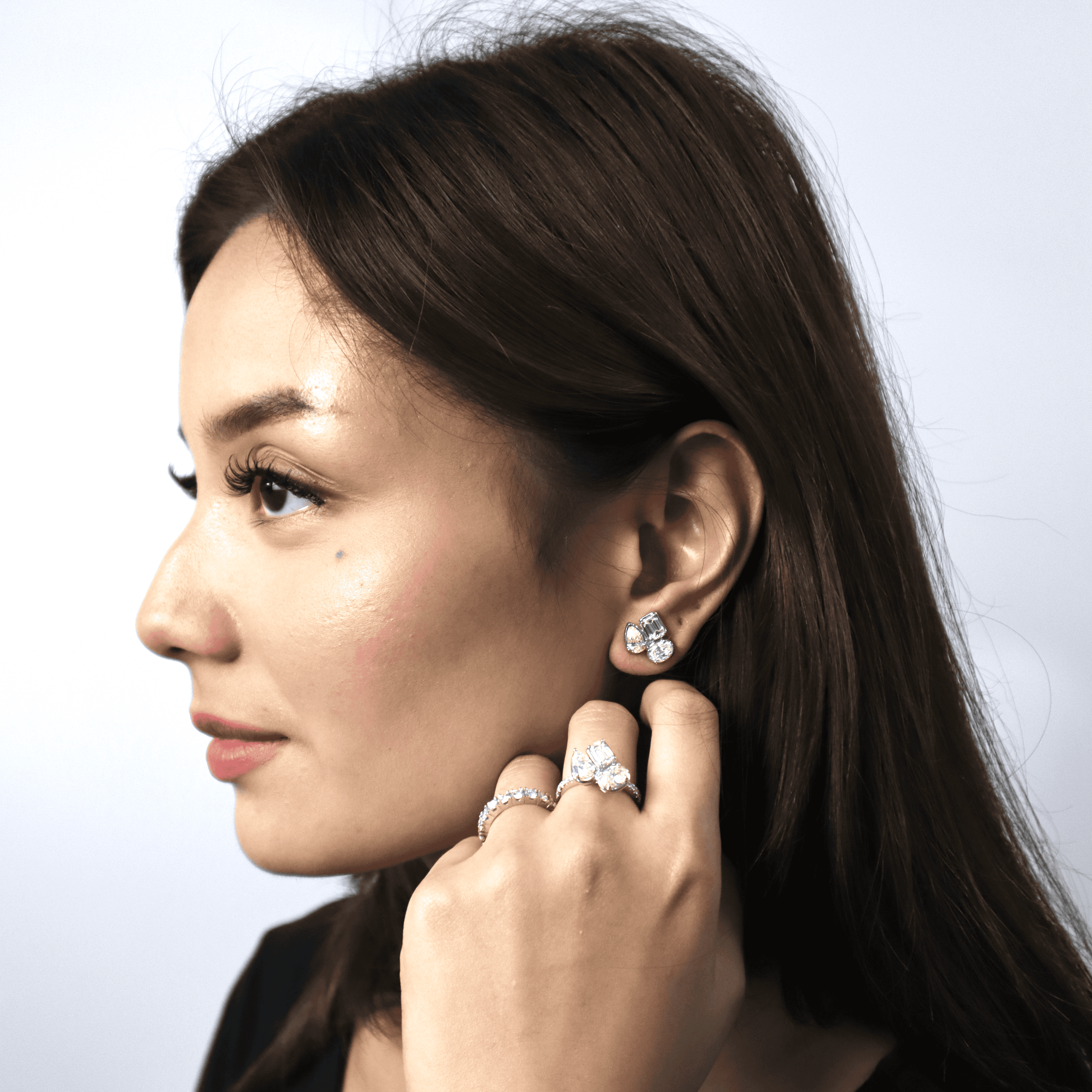 Fancy-cut Terno Set – 14K White Gold (SOLD - AVAILABLE FOR MADE TO ORDER)