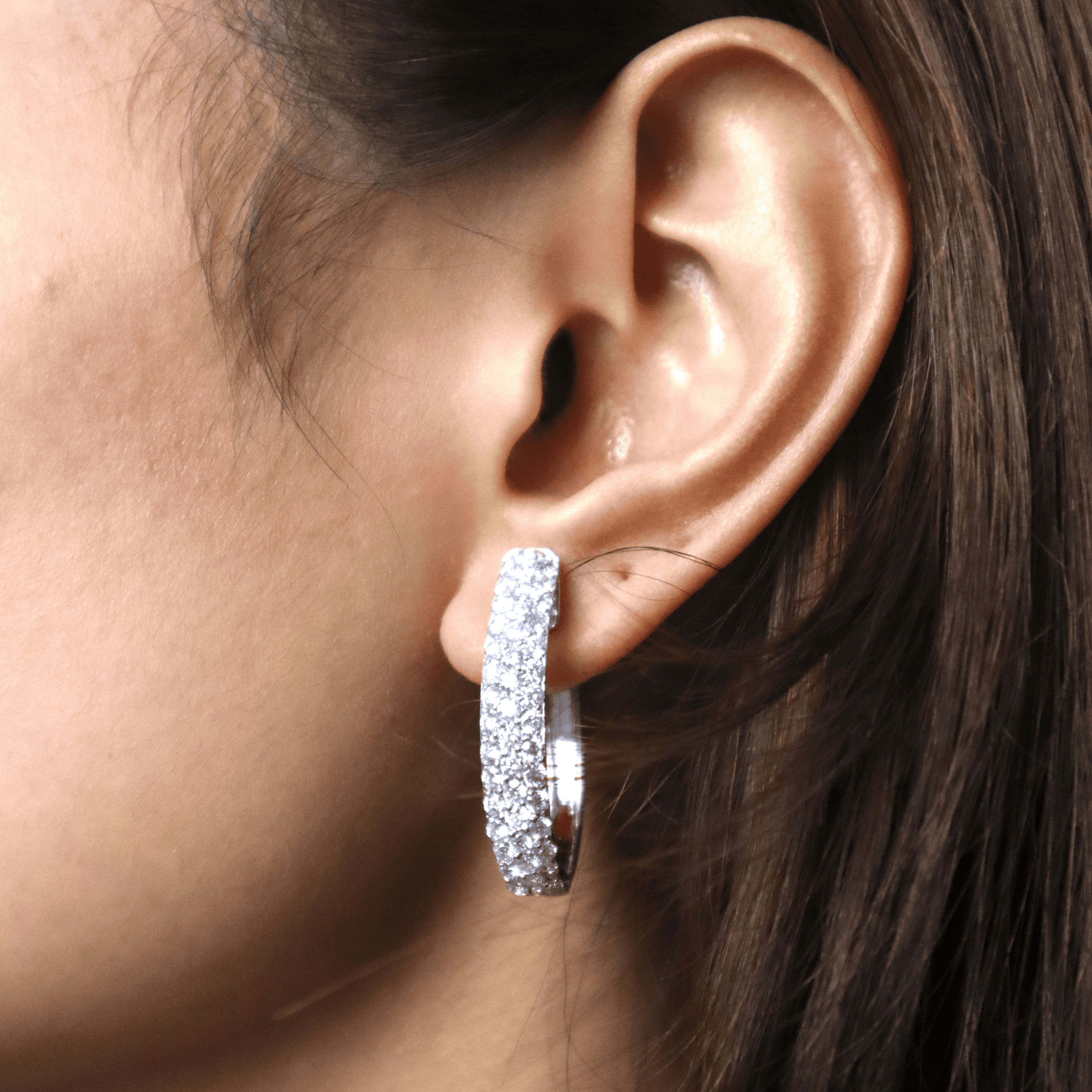 Diamond Creolla Earrings 14K White Gold