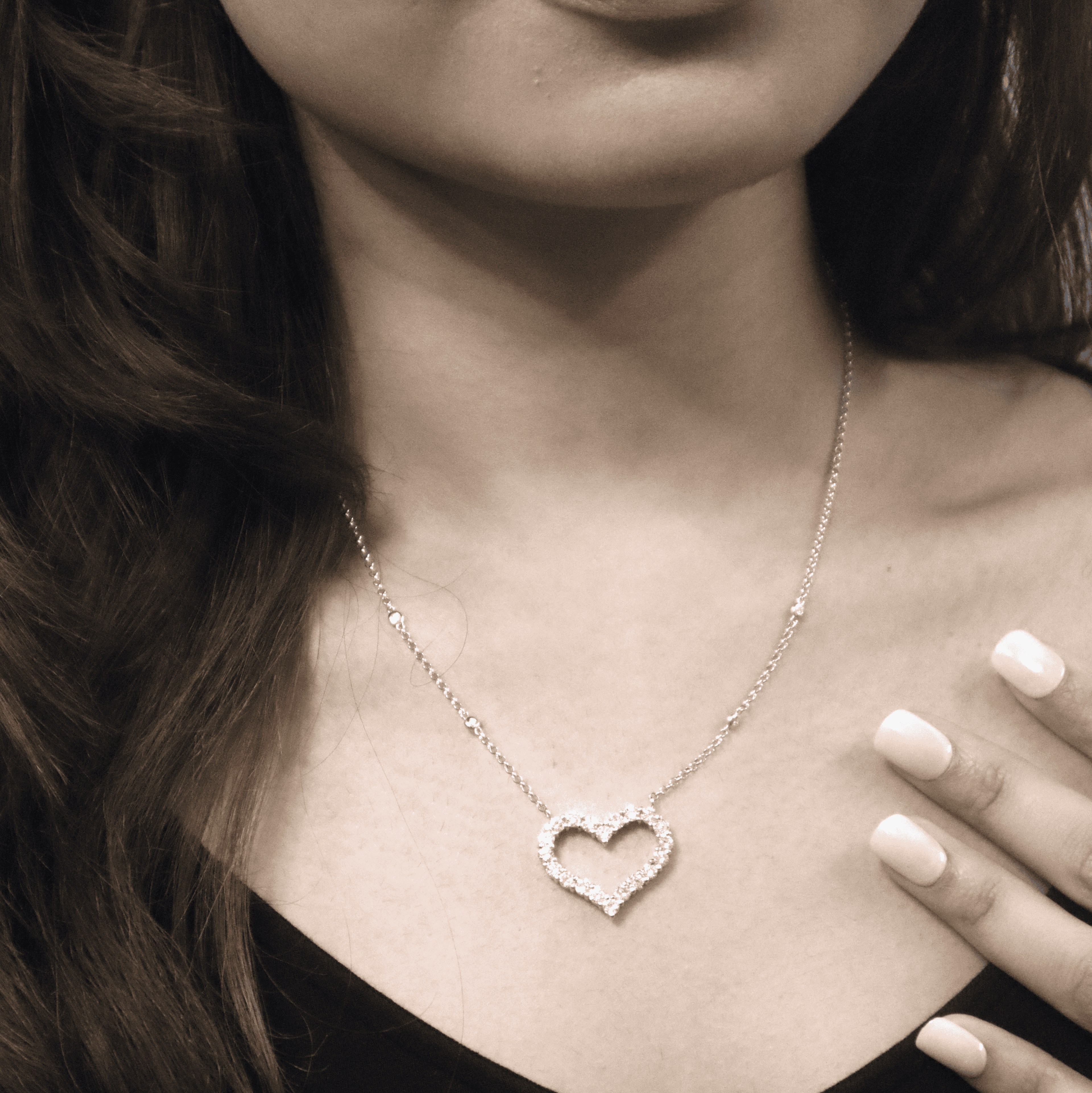 Diamond Heart Necklace – 18K White Gold (SOLD - INQUIRE FOR MADE TO ORDER)