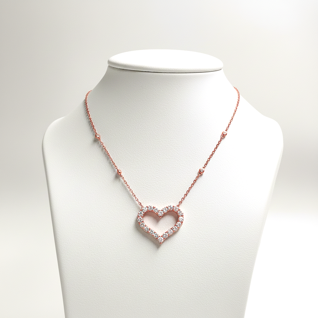 Diamond Heart Necklace – 18K Rose Gold (SOLD - INQUIRE FOR MADE TO ORDER)