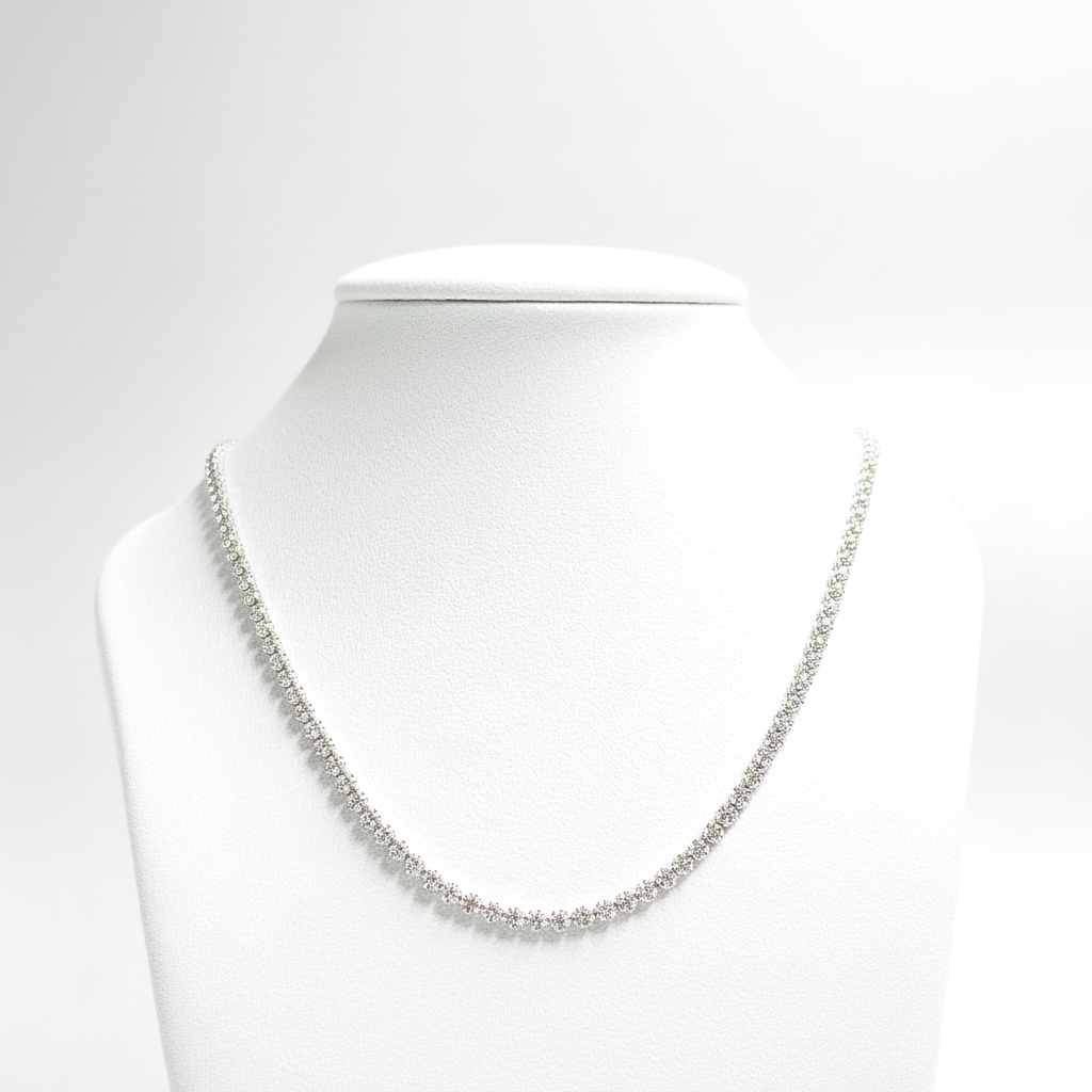 Tennis Necklace – 18K White Gold (SOLD - INQUIRE FOR MADE TO ORDER)