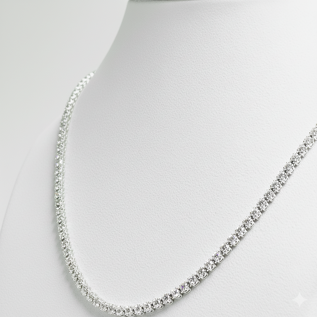Tennis Necklace – 18K White Gold (SOLD - INQUIRE FOR MADE TO ORDER)