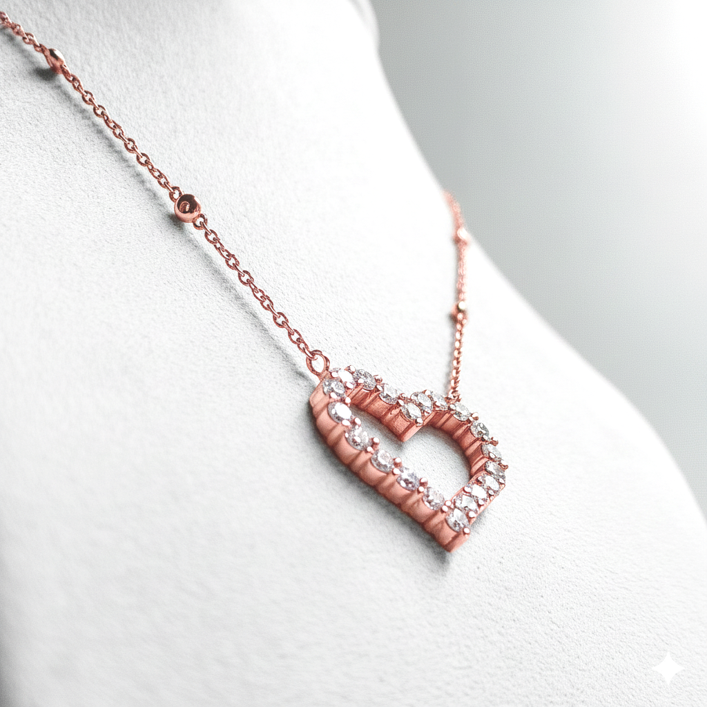 Diamond Heart Necklace – 18K Rose Gold (SOLD - INQUIRE FOR MADE TO ORDER)