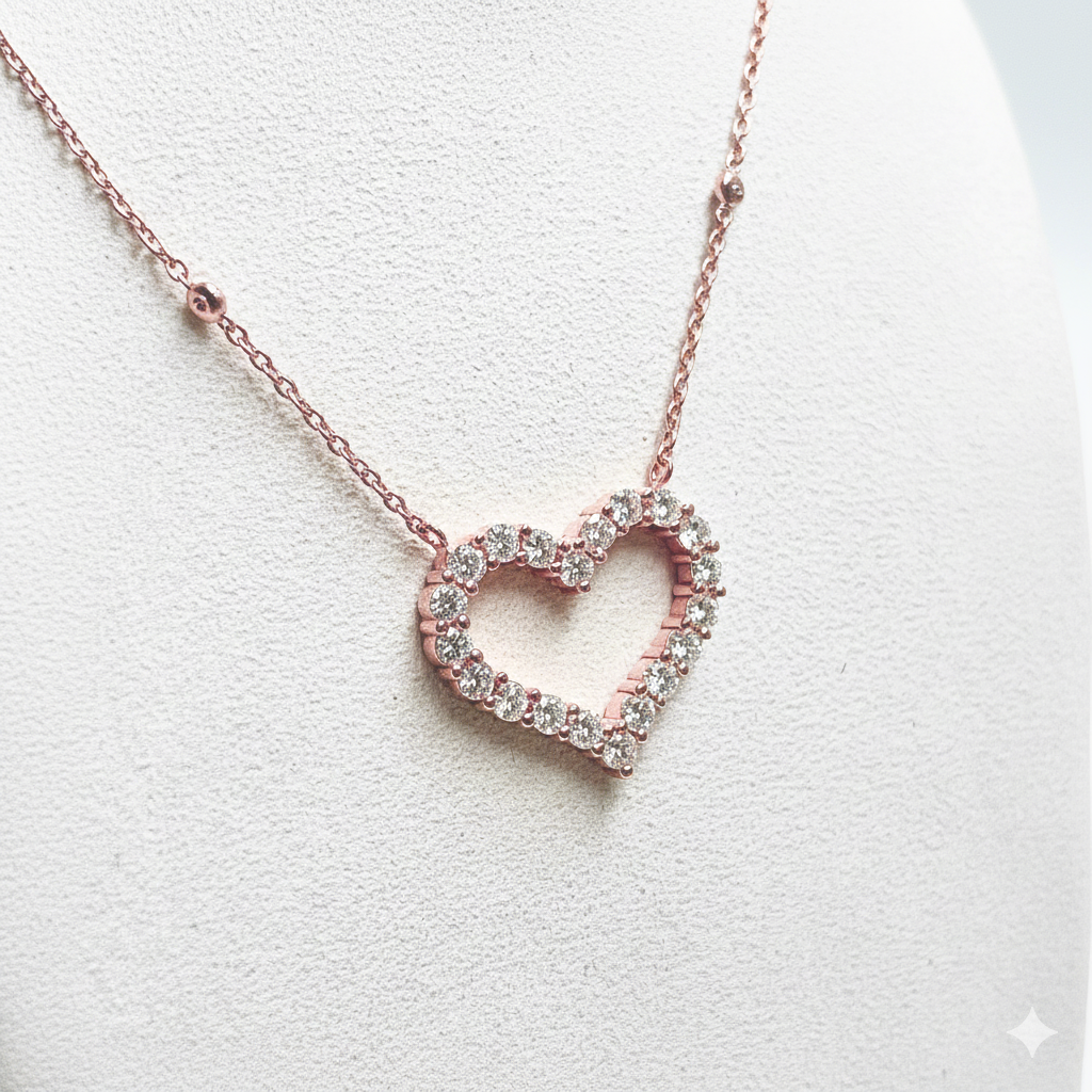 Diamond Heart Necklace – 18K Rose Gold (SOLD - INQUIRE FOR MADE TO ORDER)