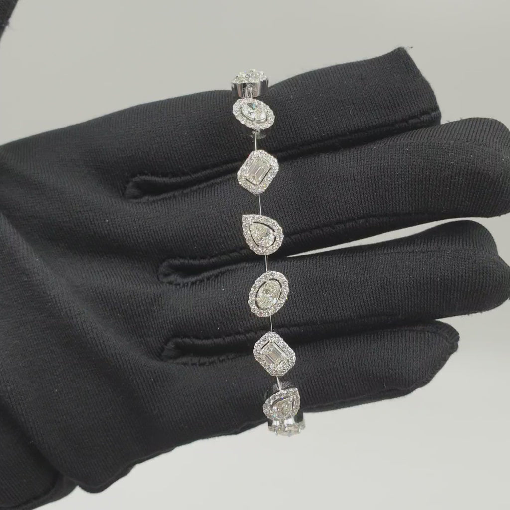 Fancy-cut Halo Bracelet - 18K White Gold