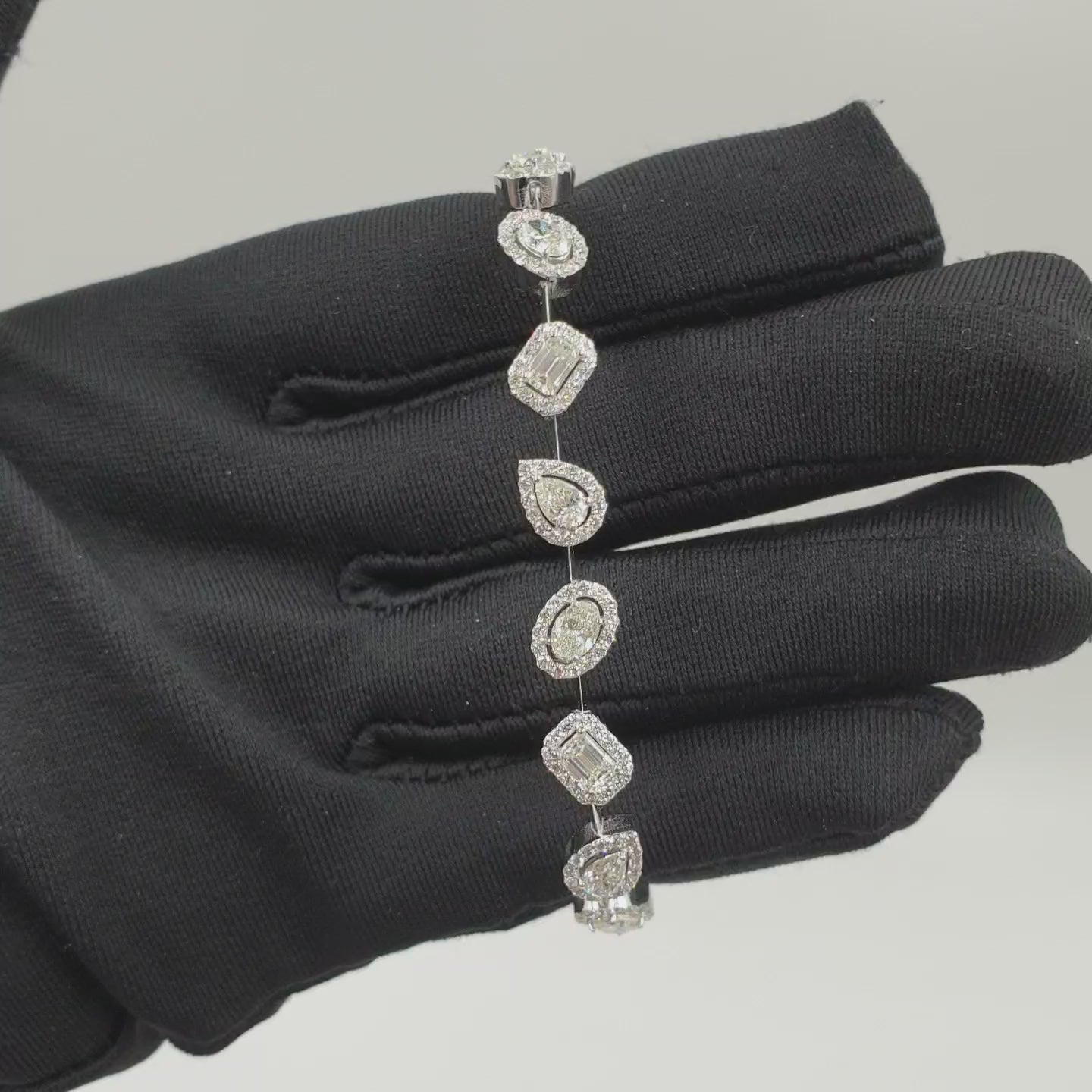 Fancy-cut Halo Bracelet - 18K White Gold