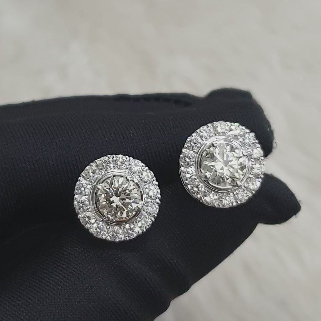 Detachable Halo Pair Earring - 14K White Gold