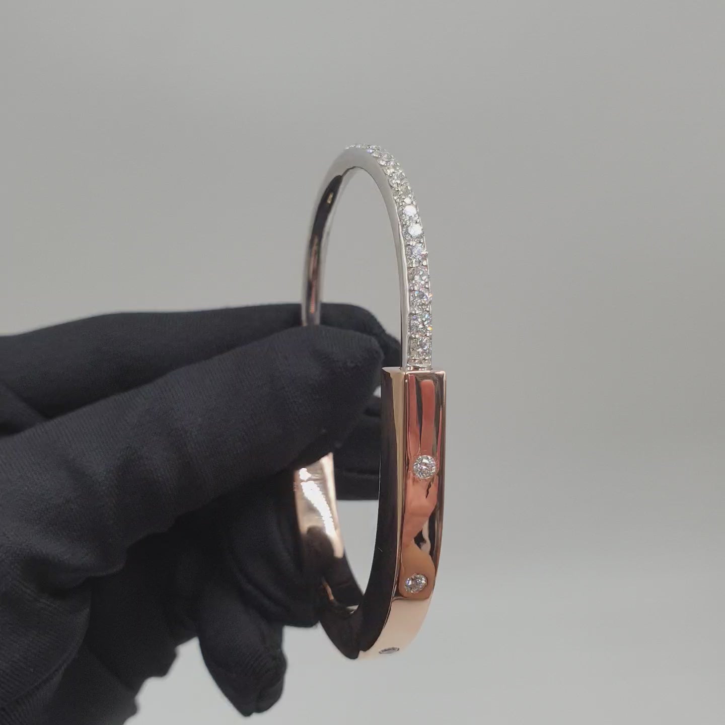 Padlock Bangle - 18K Rose Gold/White Gold