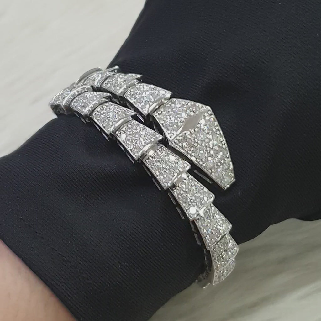 Serpentine Bangle - 18K White Gold