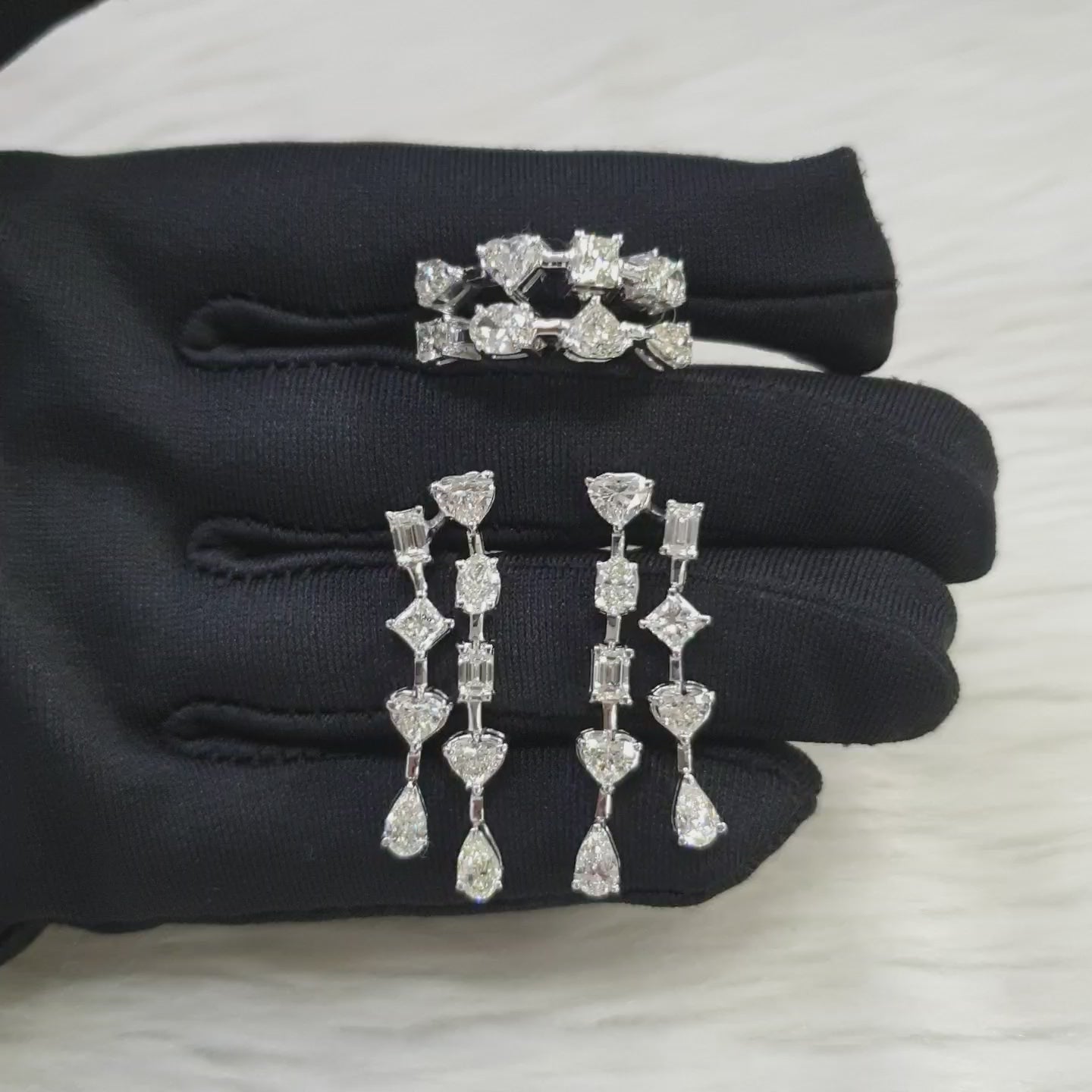 Dangling Terno - 14K - White Gold
