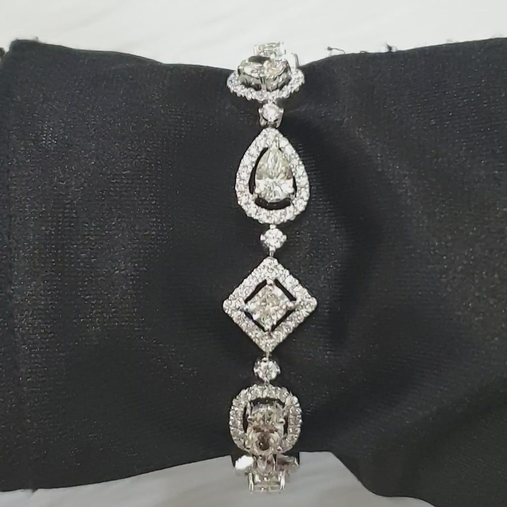 Multi-Shape Diamond Bracelet 14K White Gold