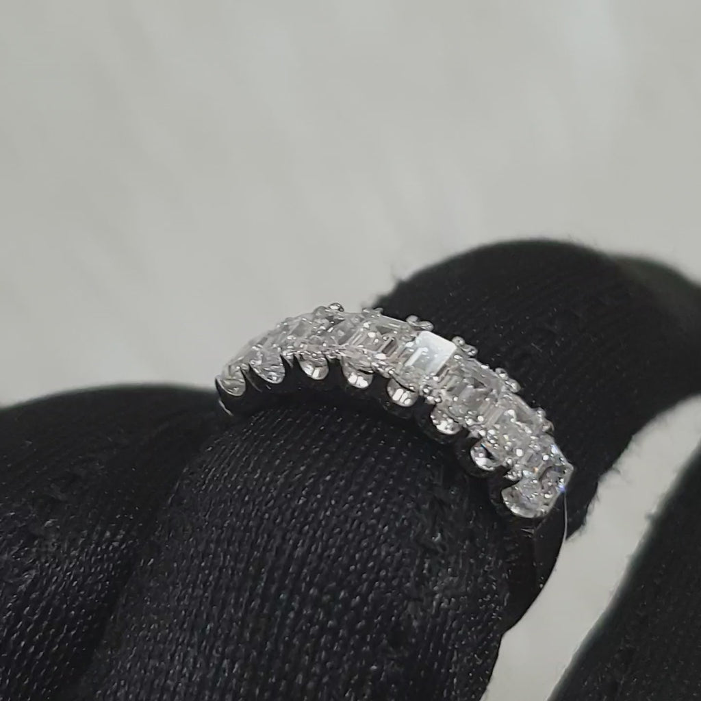 Emerald-Cut Diamond Half Eternity Ring - 14K White Gold