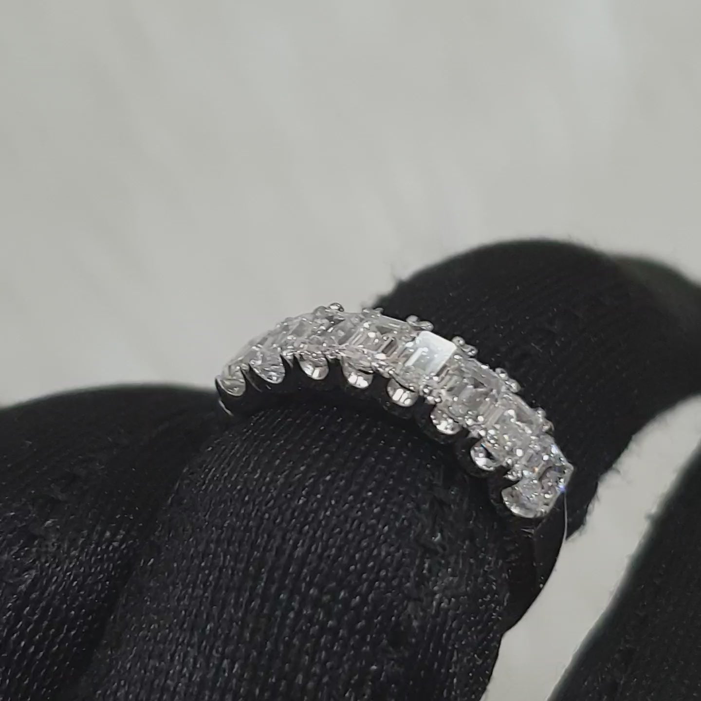 Emerald-Cut Diamond Half Eternity Ring - 14K White Gold