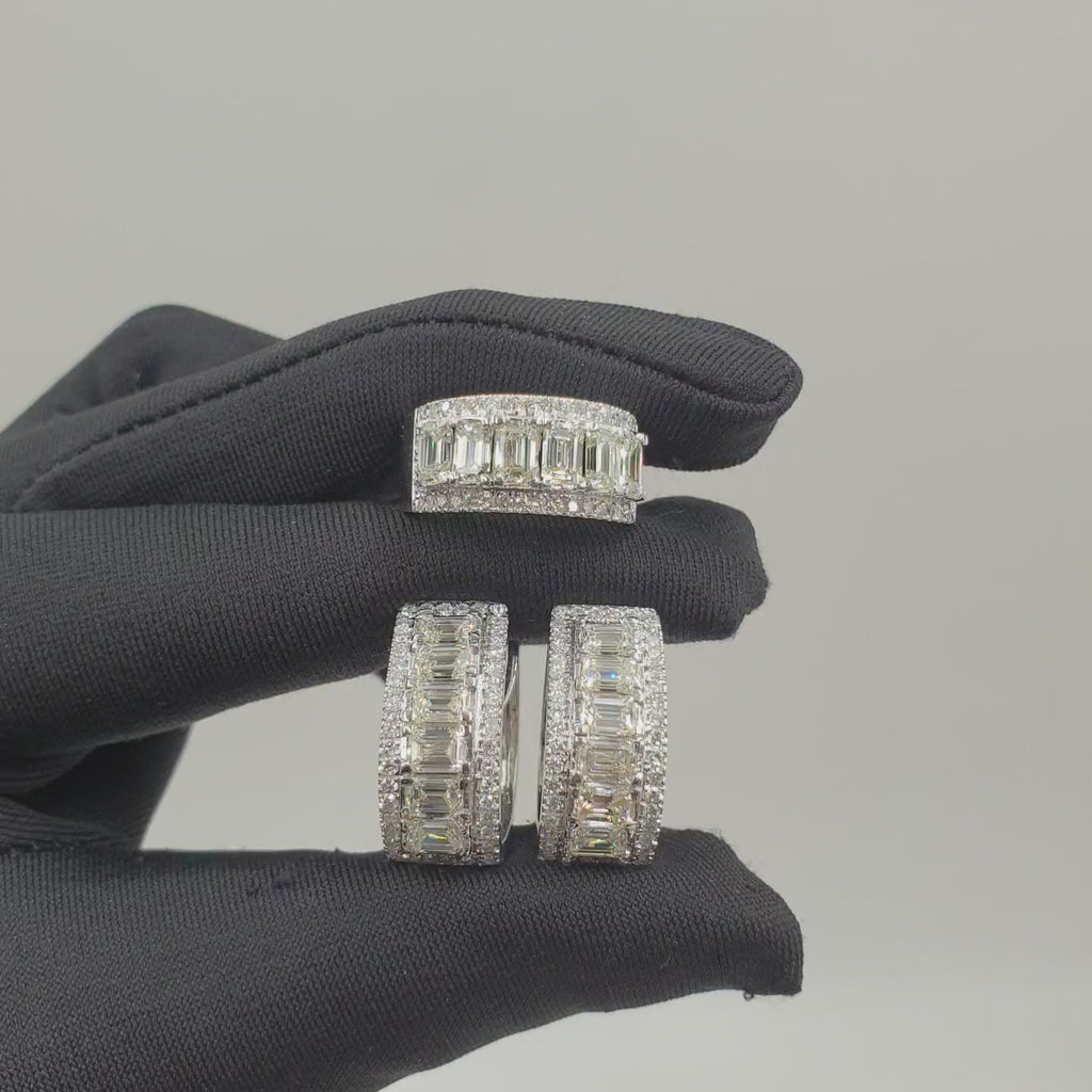 Emerald Creole Terno - 14K White Gold