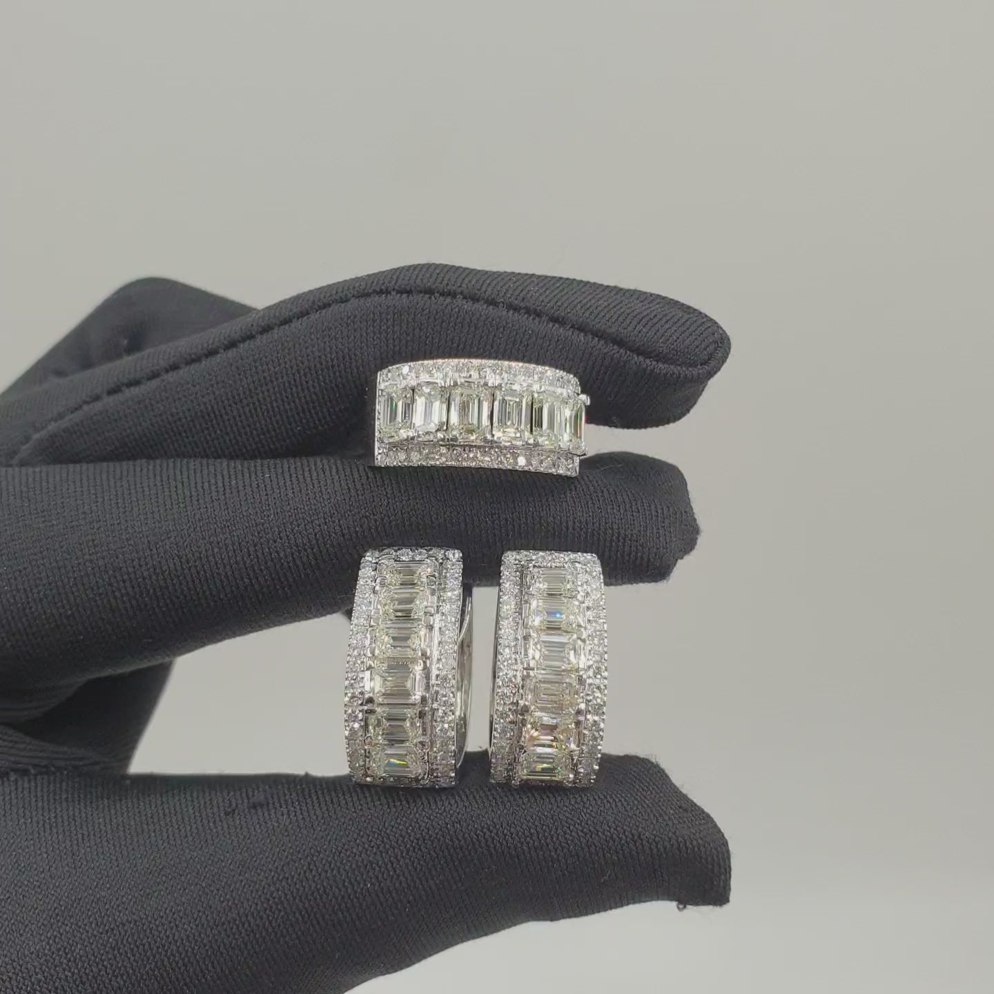 Emerald Creole Terno - 14K White Gold