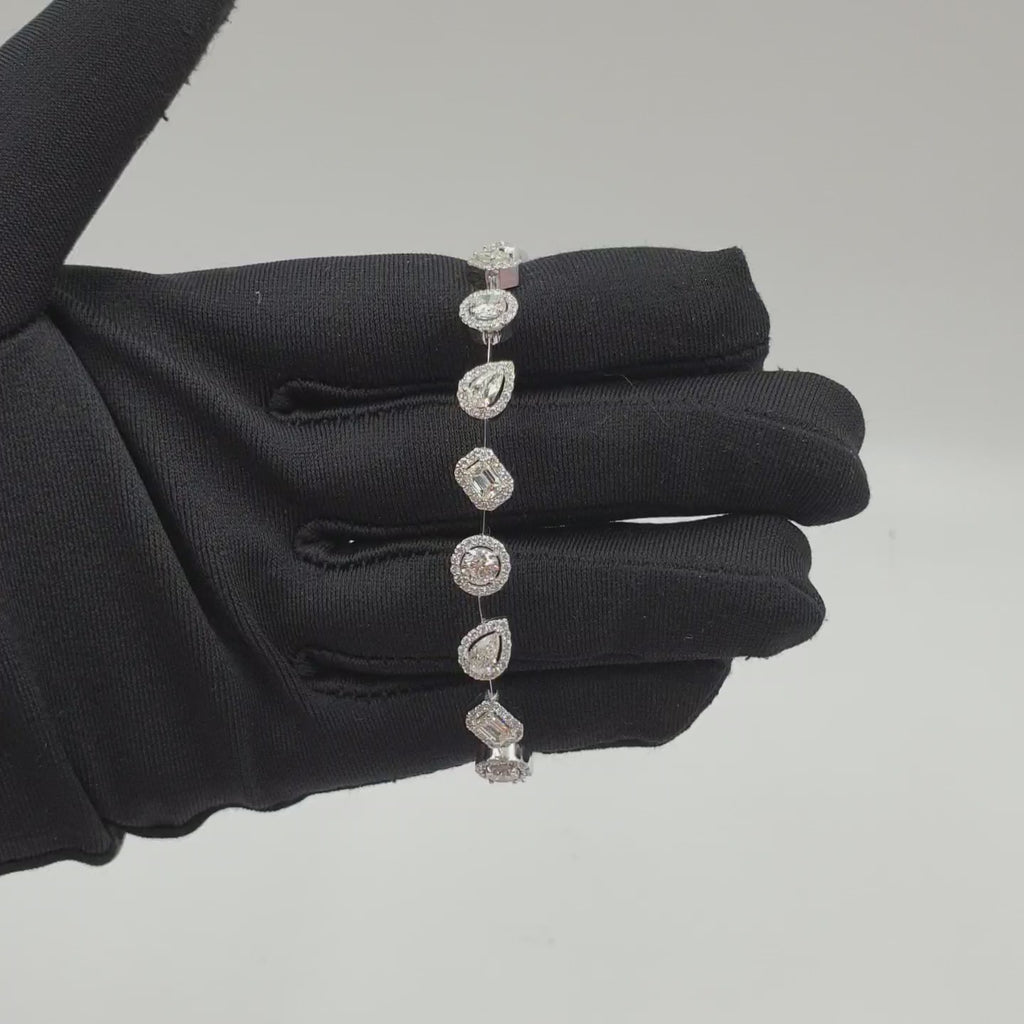 Fancy-cut Halo Bracelet - 18K White Gold