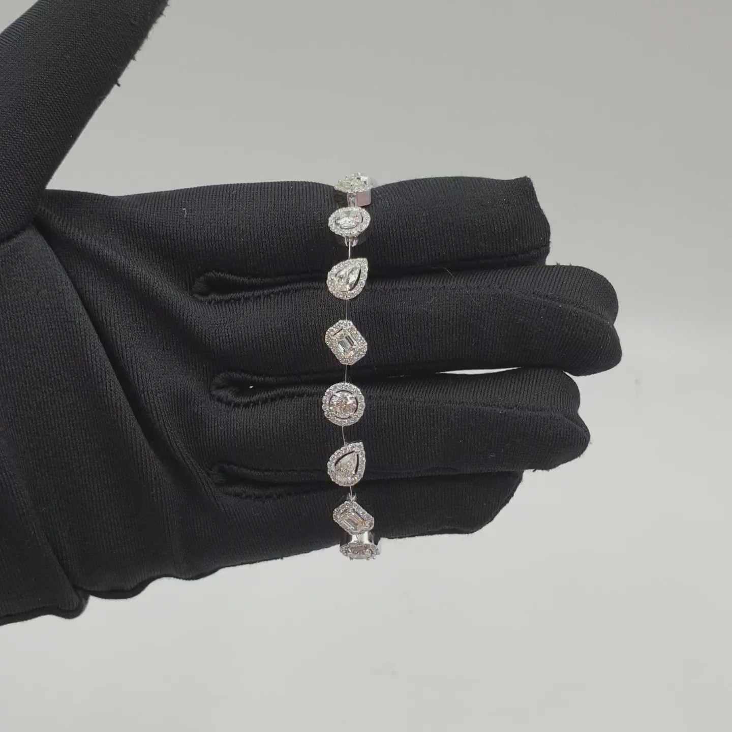 Fancy-cut Halo Bracelet - 18K White Gold