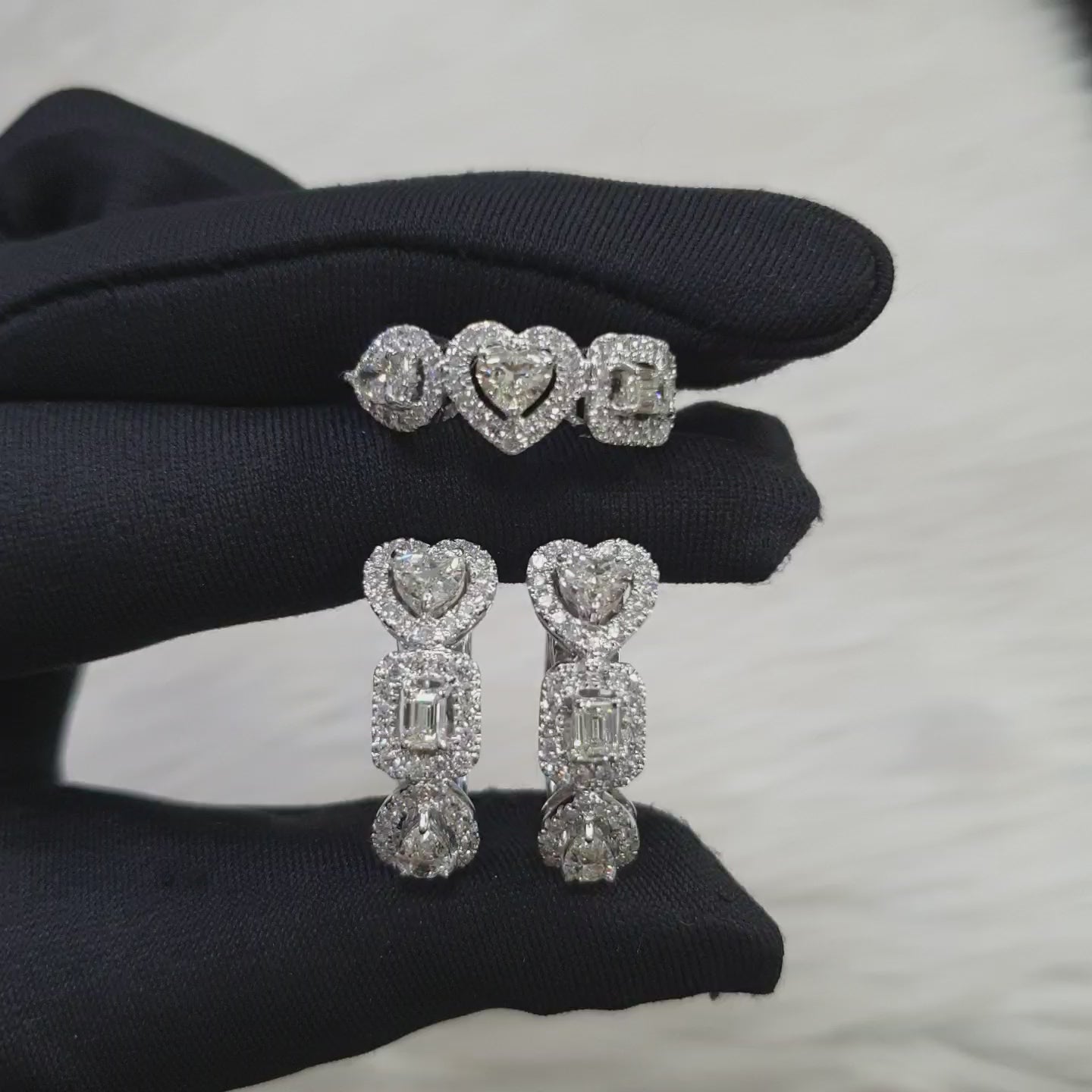 Fancy-cut Creole Terno -14K White Gold
