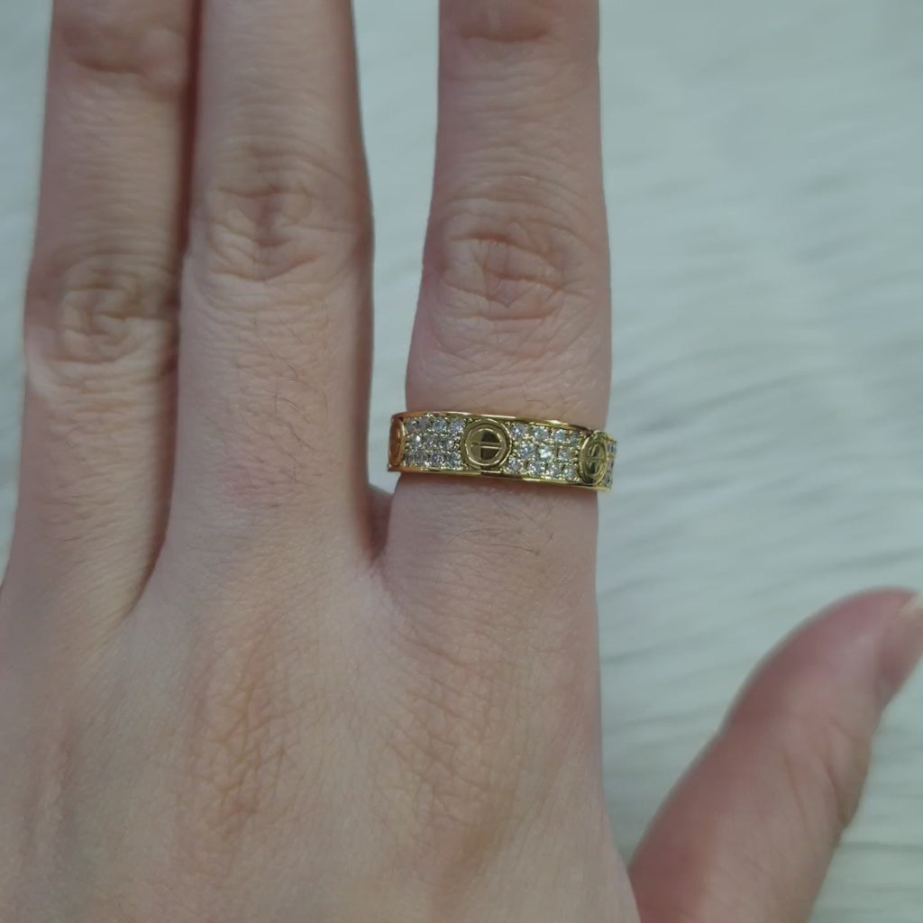 Paved Love Ring - 18K Yellow Gold