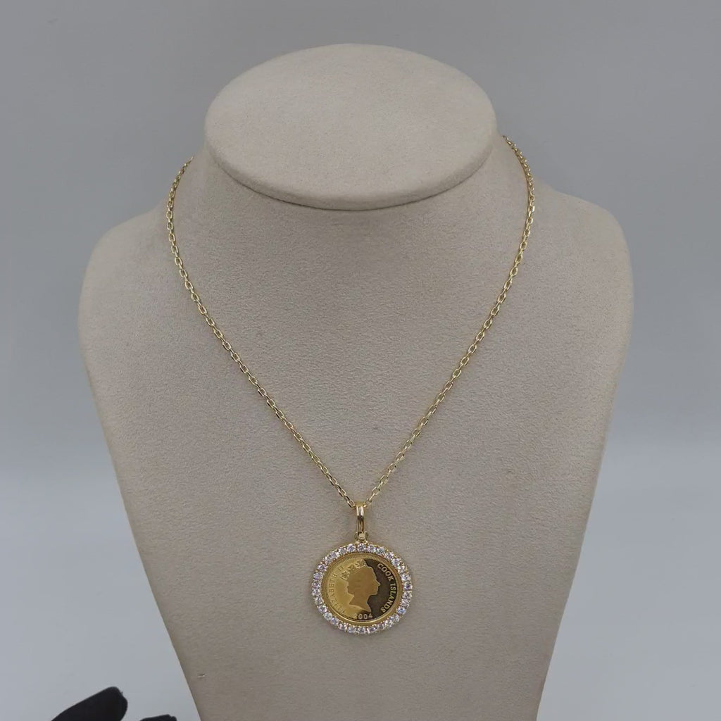 Coin Pendant with Chain- 18K Yellow Gold
